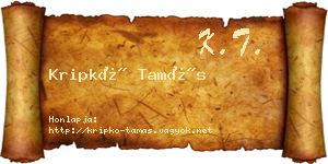 Kripkó Tamás névjegykártya